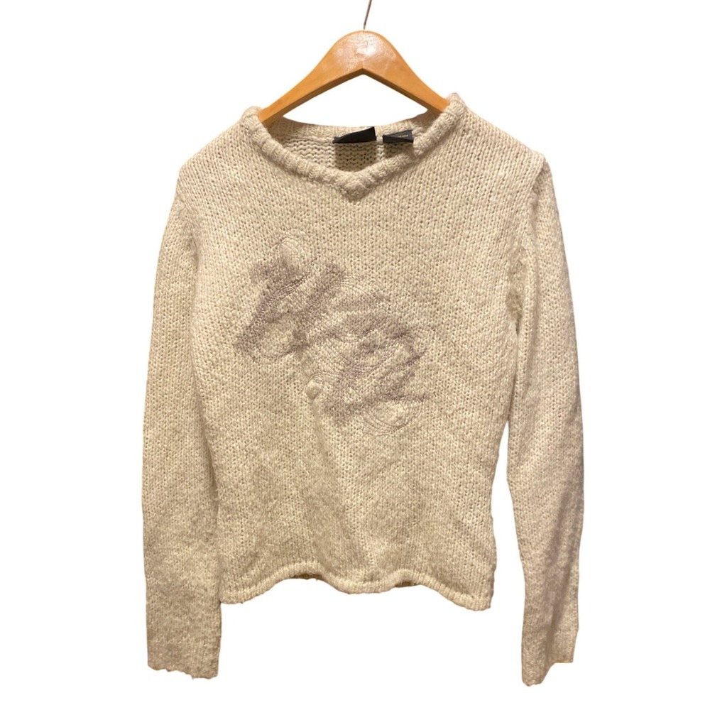 Harley Davidson Chunky Knit Sweater Small Cream Biker Moto Grunge Bratz Indie